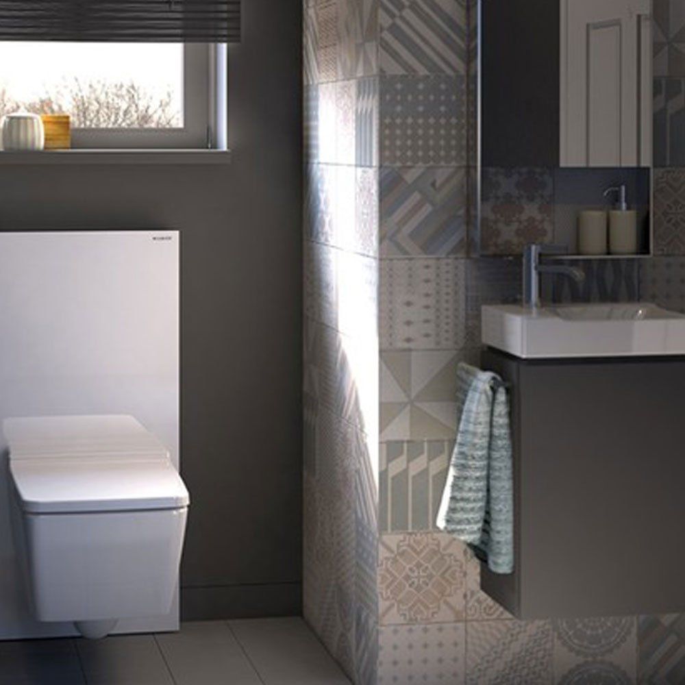Mayer Heizungsbau und Sanitäre Anlagen – Toilette mit Mosaikfliesen