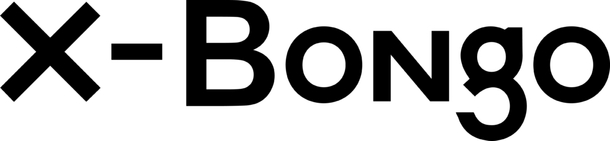 Ein schwarz-weißes Logo für X-Bongo auf weißem Hintergrund