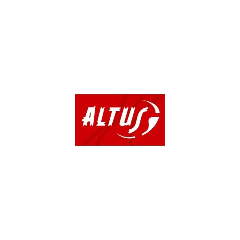 Logotipo rojo de Altus con letras blancas estilizadas sobre un fondo blanco.