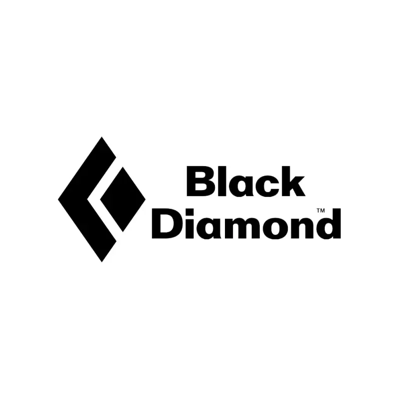 Logotipo de Black Diamond con icono de diamante negro y texto sobre fondo blanco.