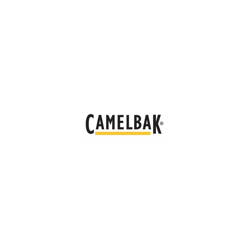 Logotipo de CamelBak en negro con subrayado amarillo sobre fondo blanco
