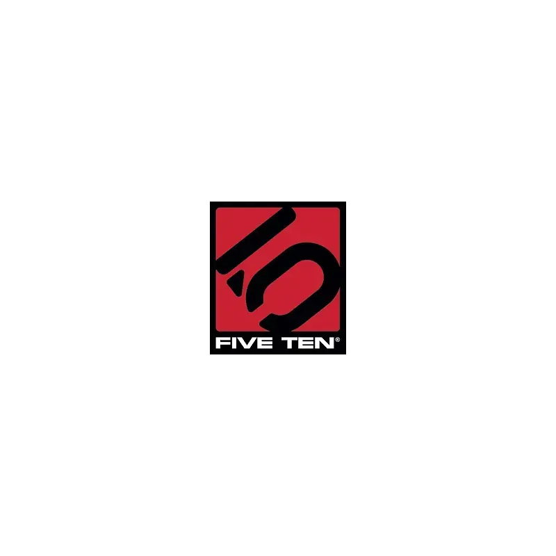 Logotipo de Five Ten en rojo y negro con un gráfico estilizado de una bicicleta de montaña.