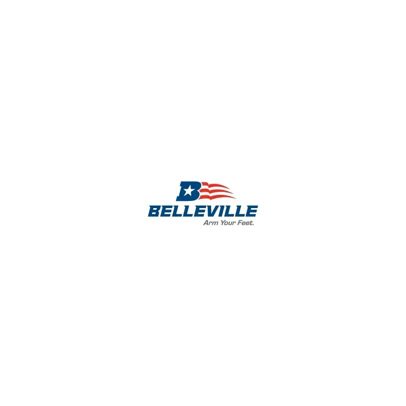Logotipo de Belleville en azul y rojo con un motivo de la bandera estadounidense y el lema 