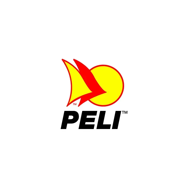 Logotipo de PELI con un círculo amarillo y una forma estilizada roja sobre texto negro.