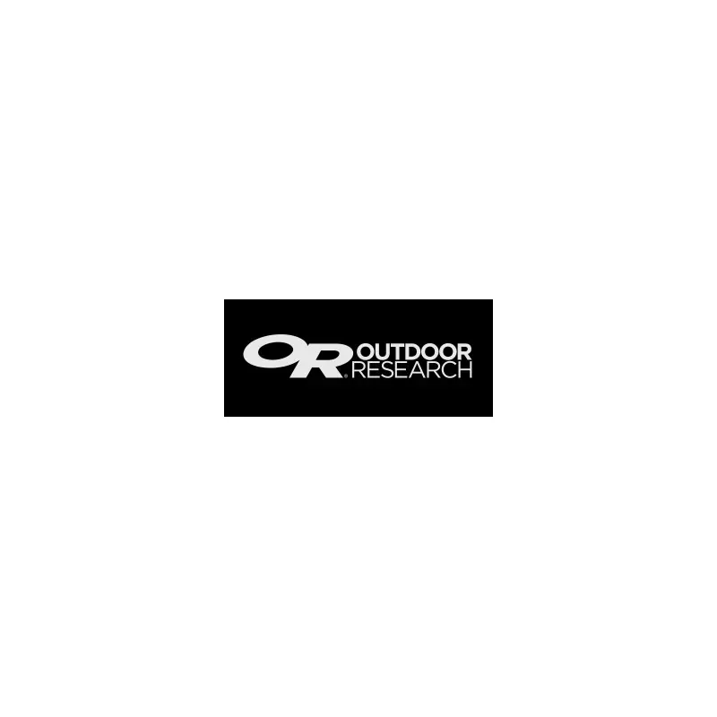 Logotipo de Outdoor Research en blanco sobre un rectángulo negro.