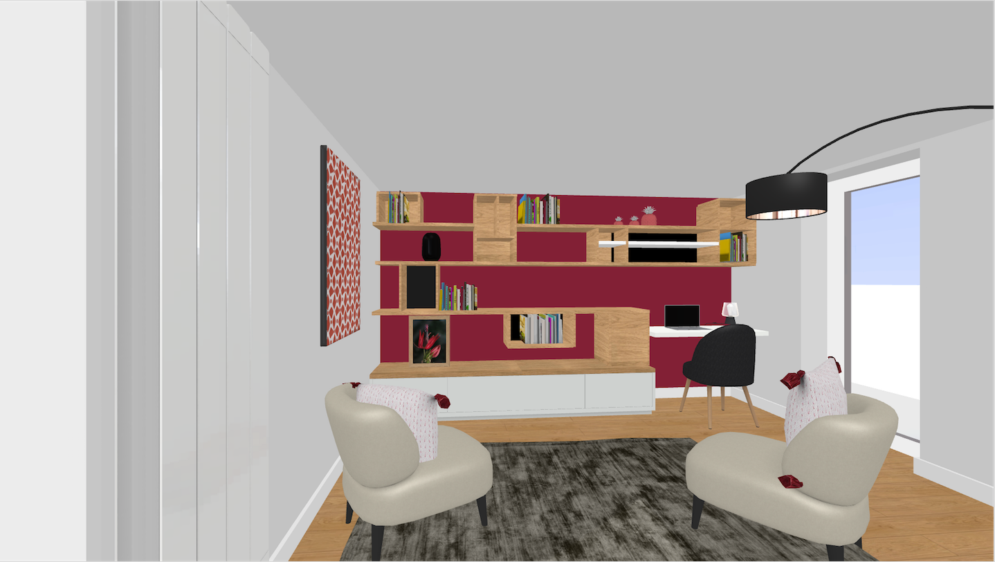 Plan de décoration d'un salon dans une maison