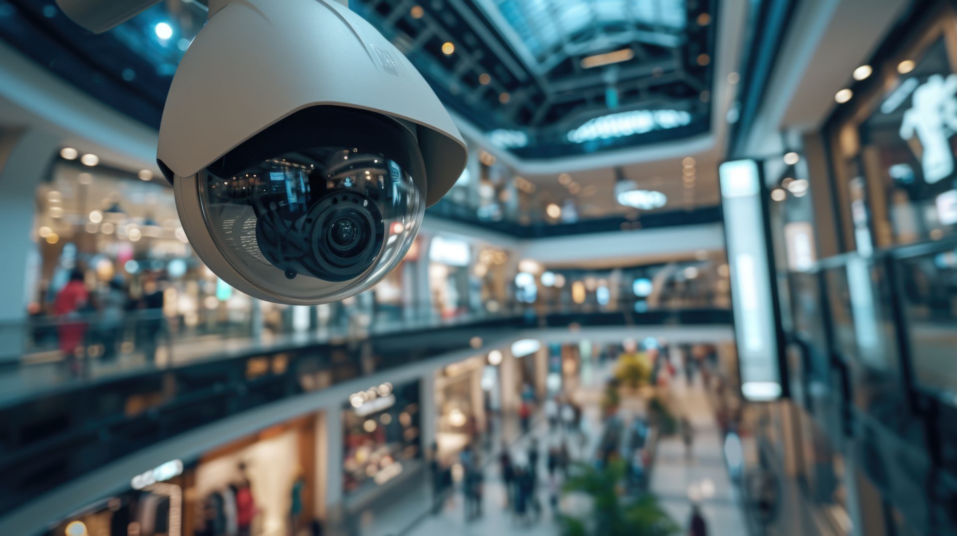 Caméra de surveillance dans un centre commercial