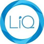 Un círculo azul con la palabra liq dentro de él.