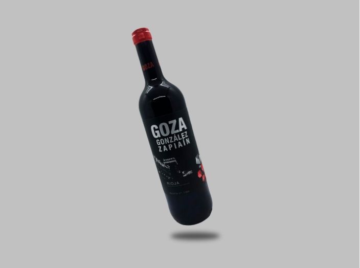 Una botella de vino goza flota en el aire.