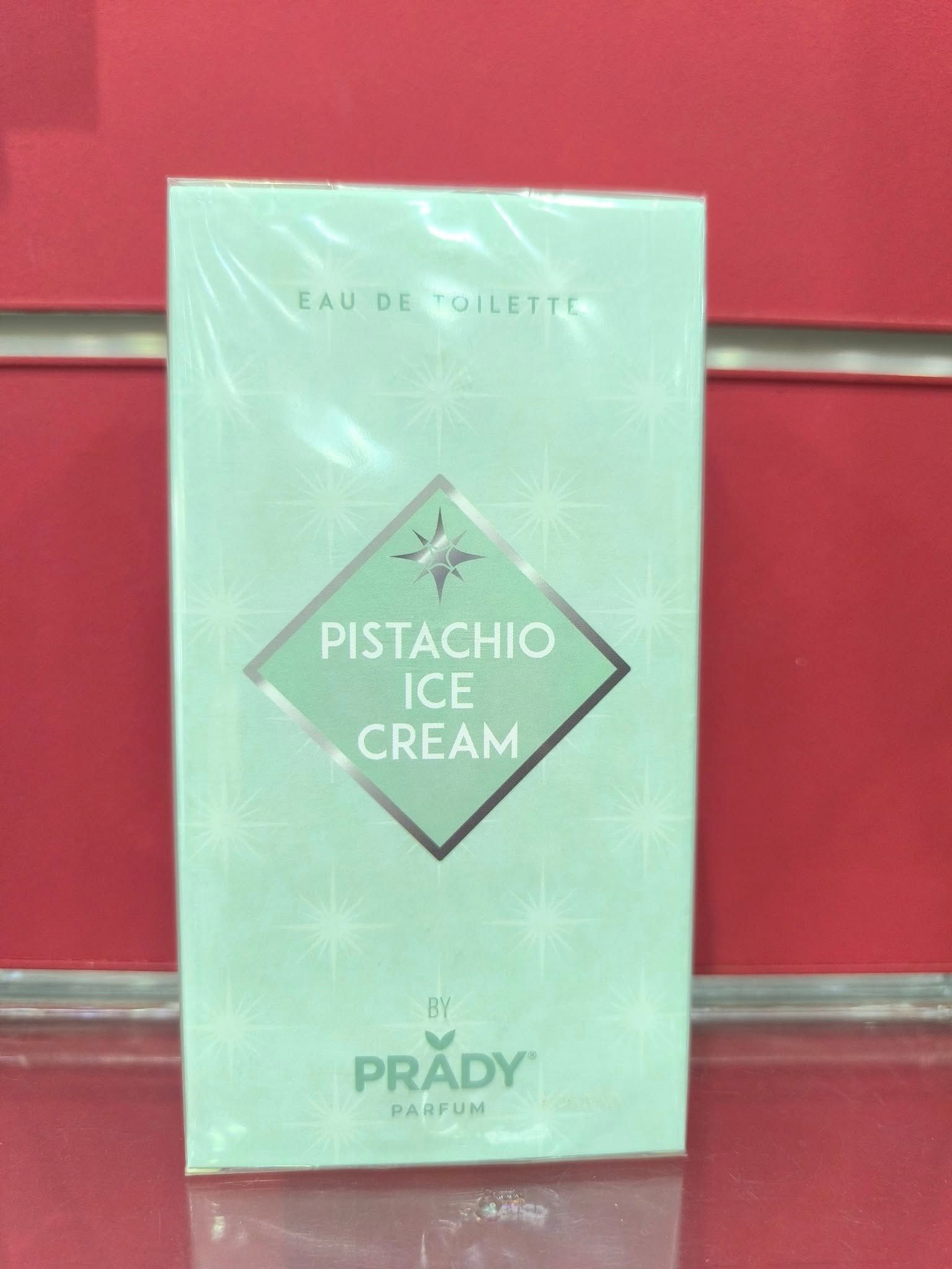 Una caja de perfume de helado de pistacho de Prady