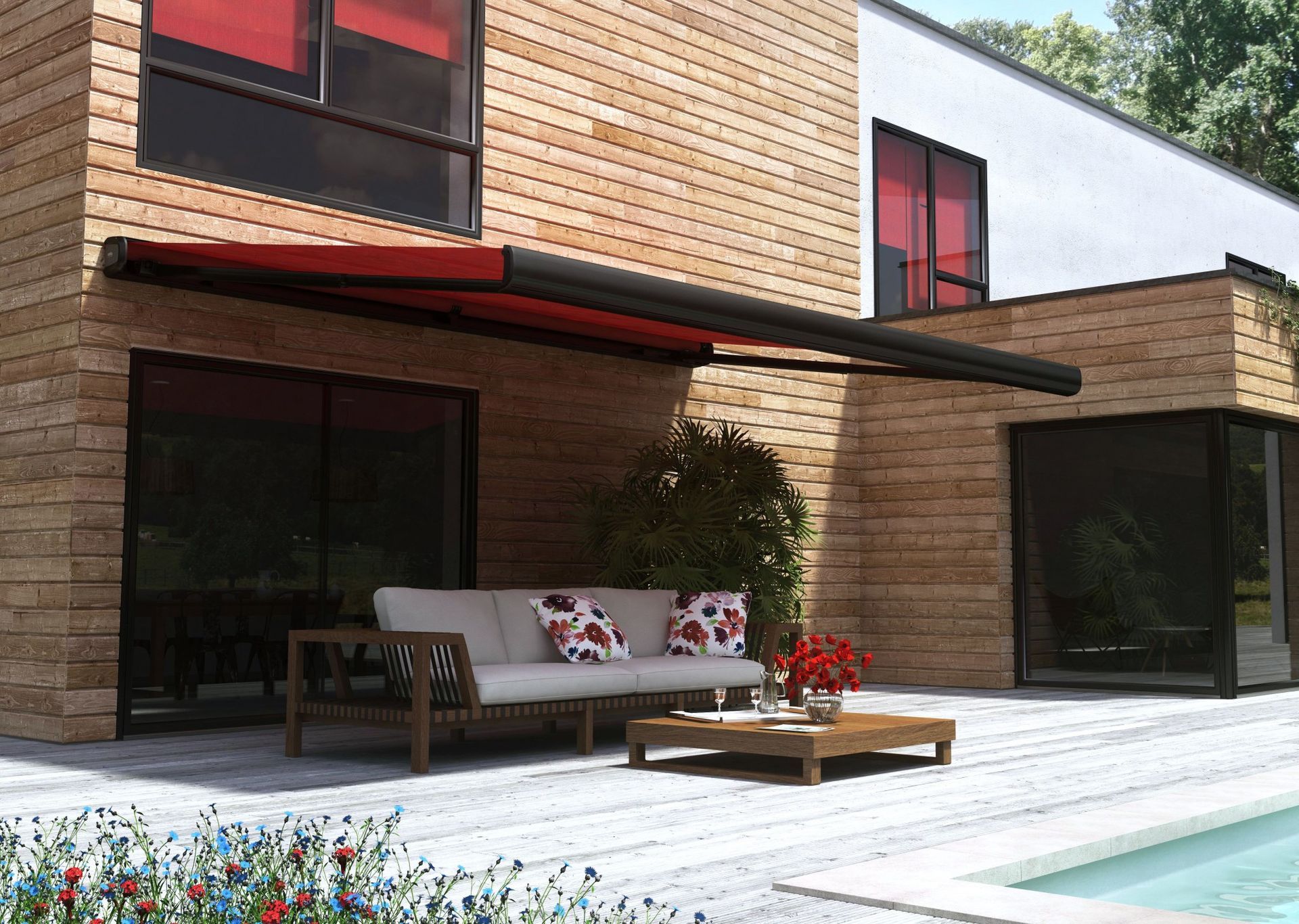 Store banne rouge et noir.