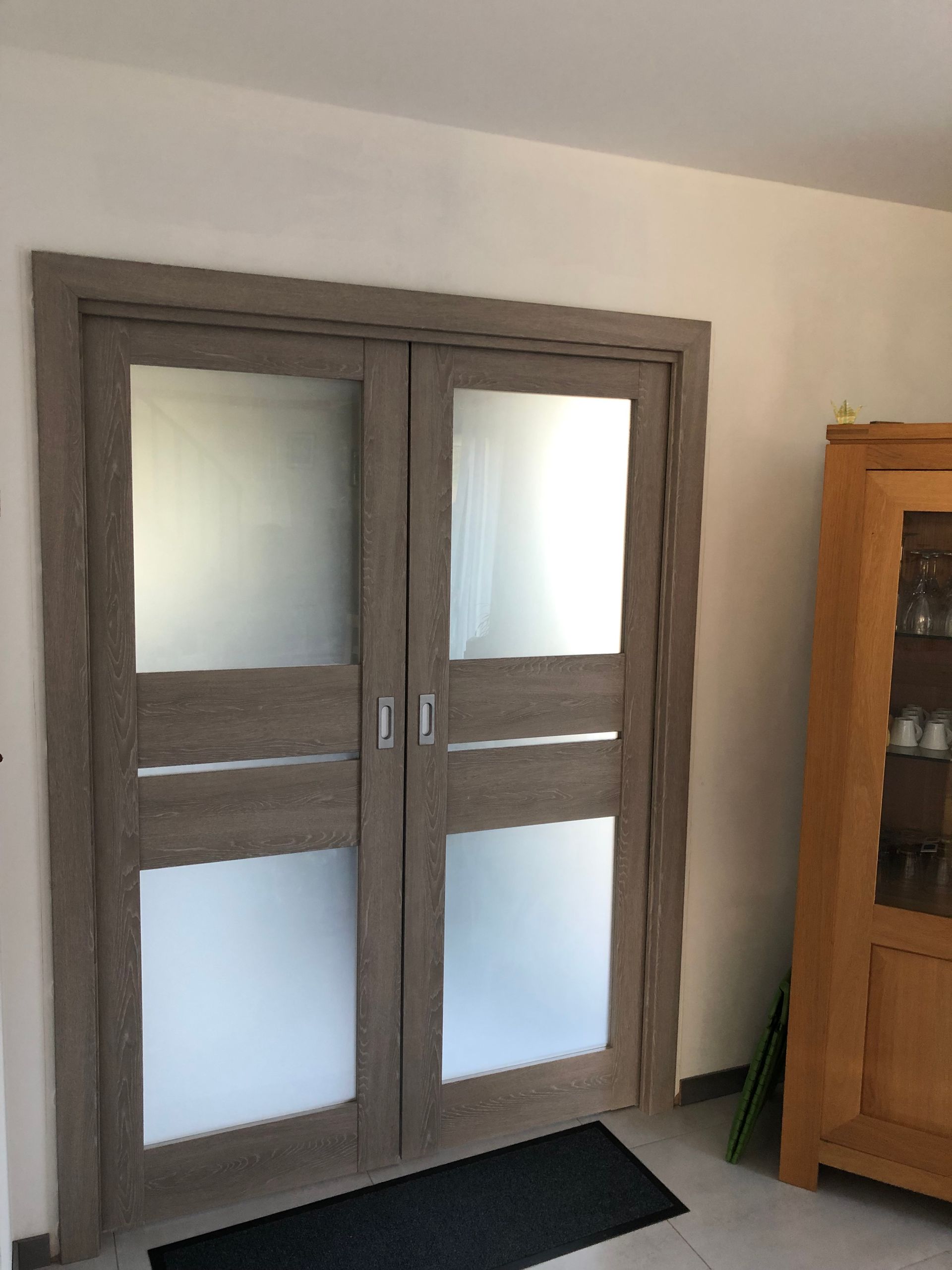 Porte intérieure double avec vitrage opaque