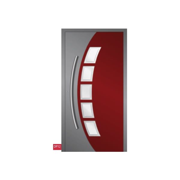 Porte d'entrée noire et rouge en aluminium
