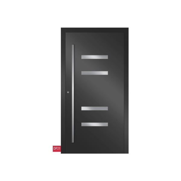 Porte d'entrée noire aluminium