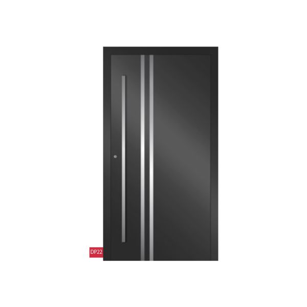 Porte d'entrée noire en aluminium