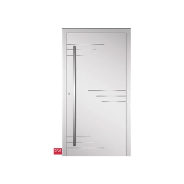 Porte d'entrée grise en aluminium 