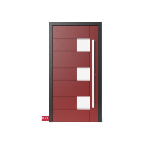 Porte d'entrée aluminium rouge