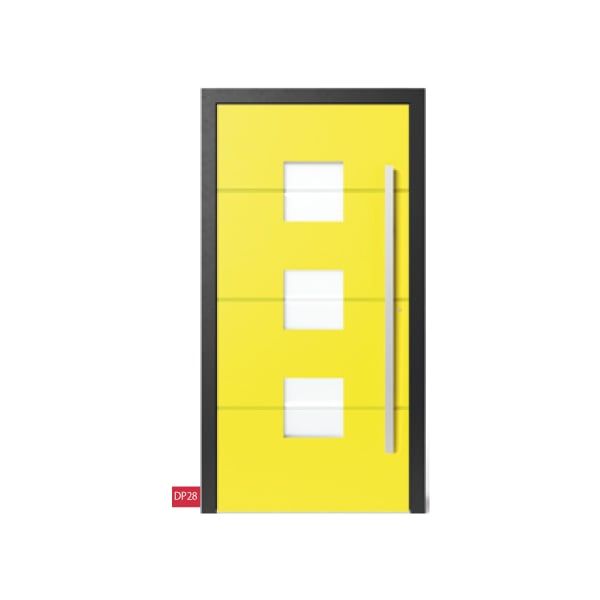 Porte d'entrée jaune poussin en aluminium 