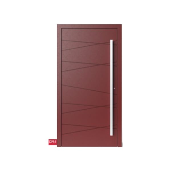 Porte d'entrée rouge en aluminium 2