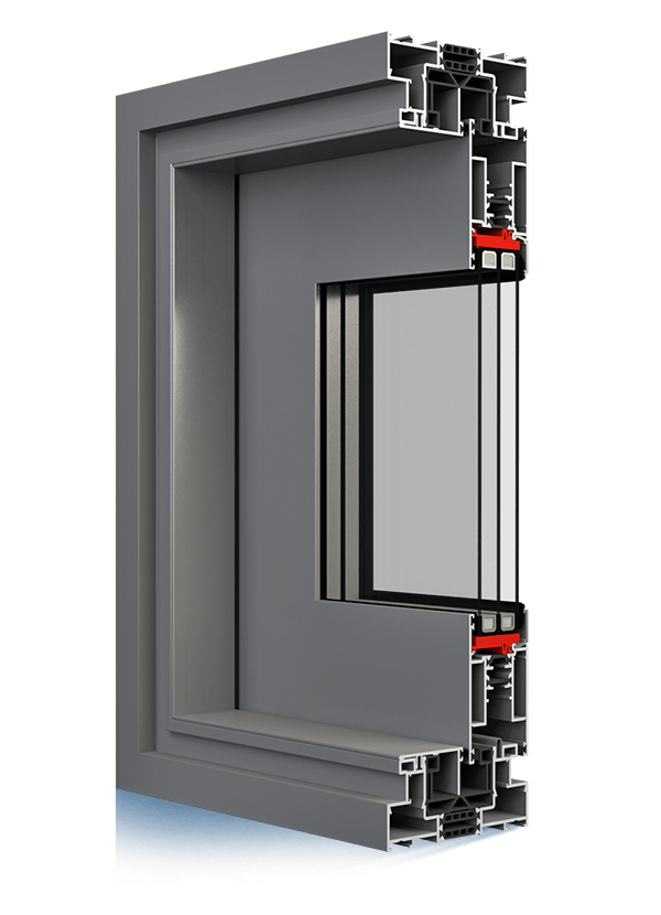 Échantillon d'une fenêtre en aluminium de la marque Isoglide