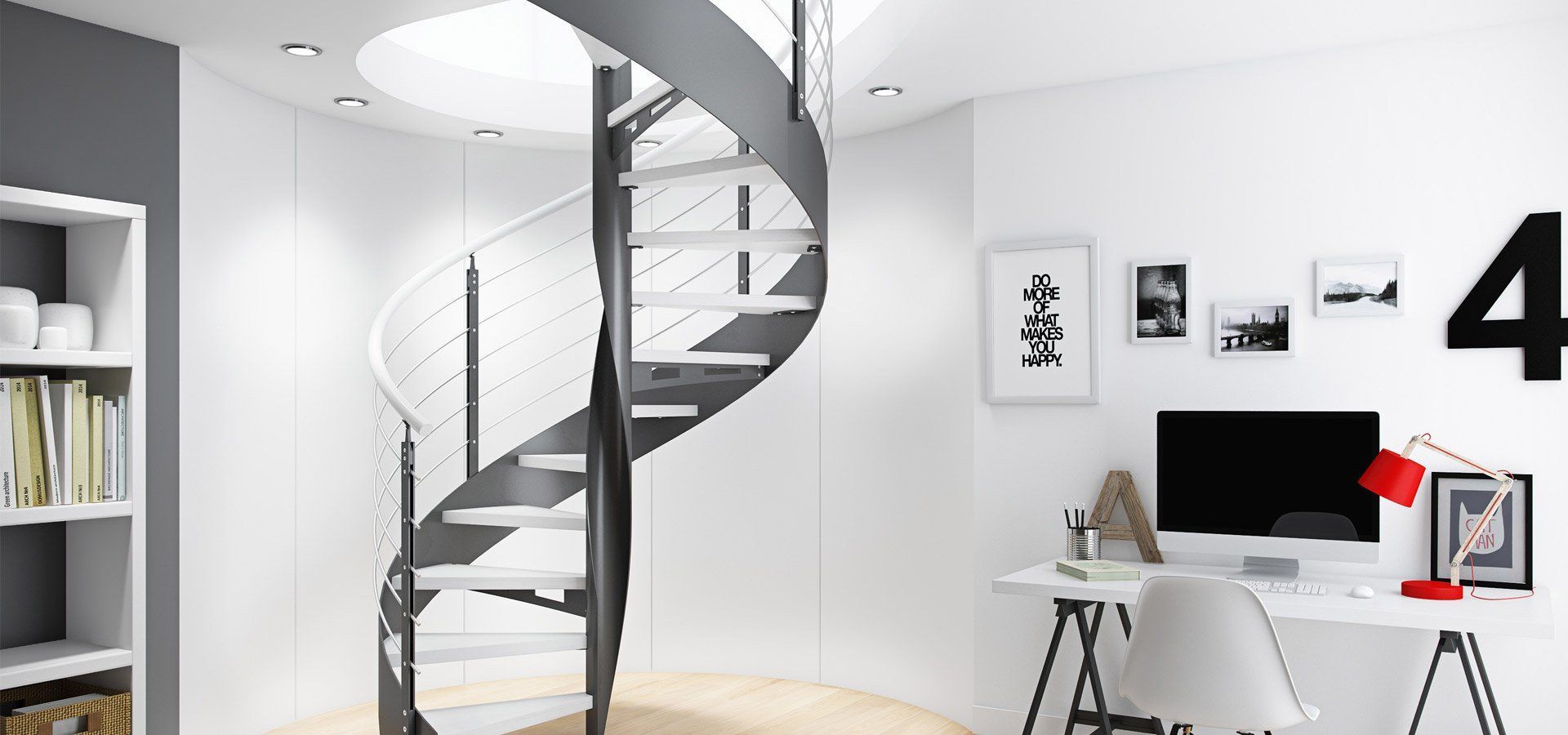 Escalier avec garde-corps dans un bureau