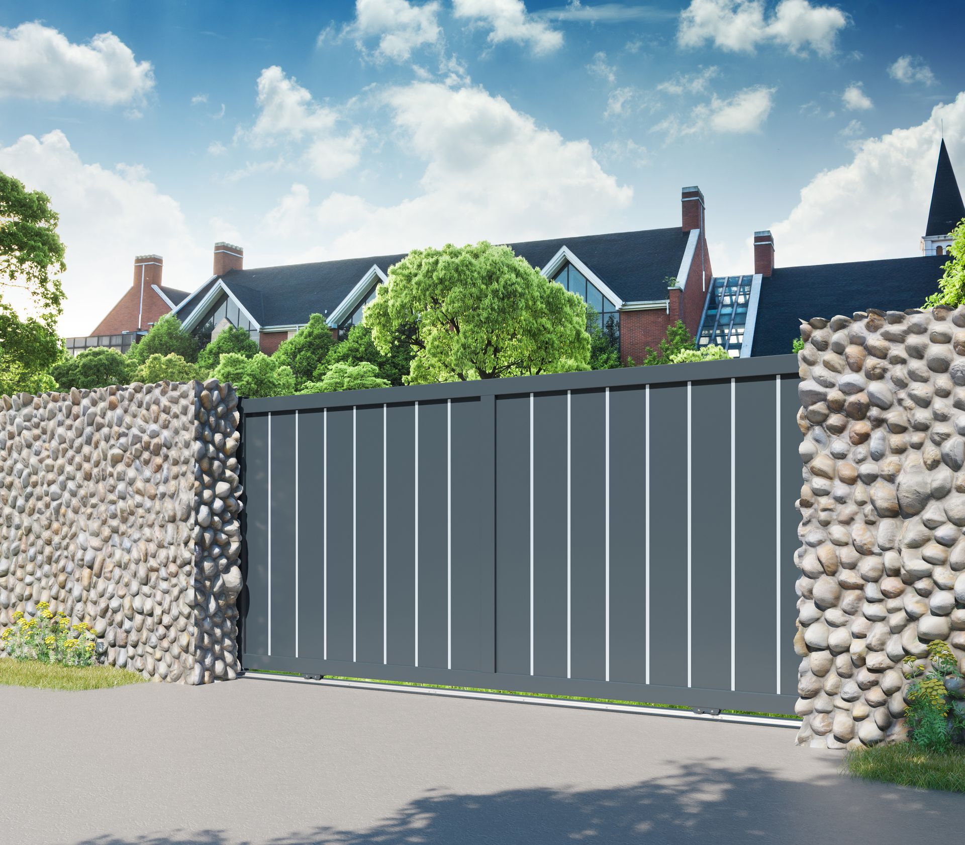 Portail coulissant Cantal un jour de beau temps