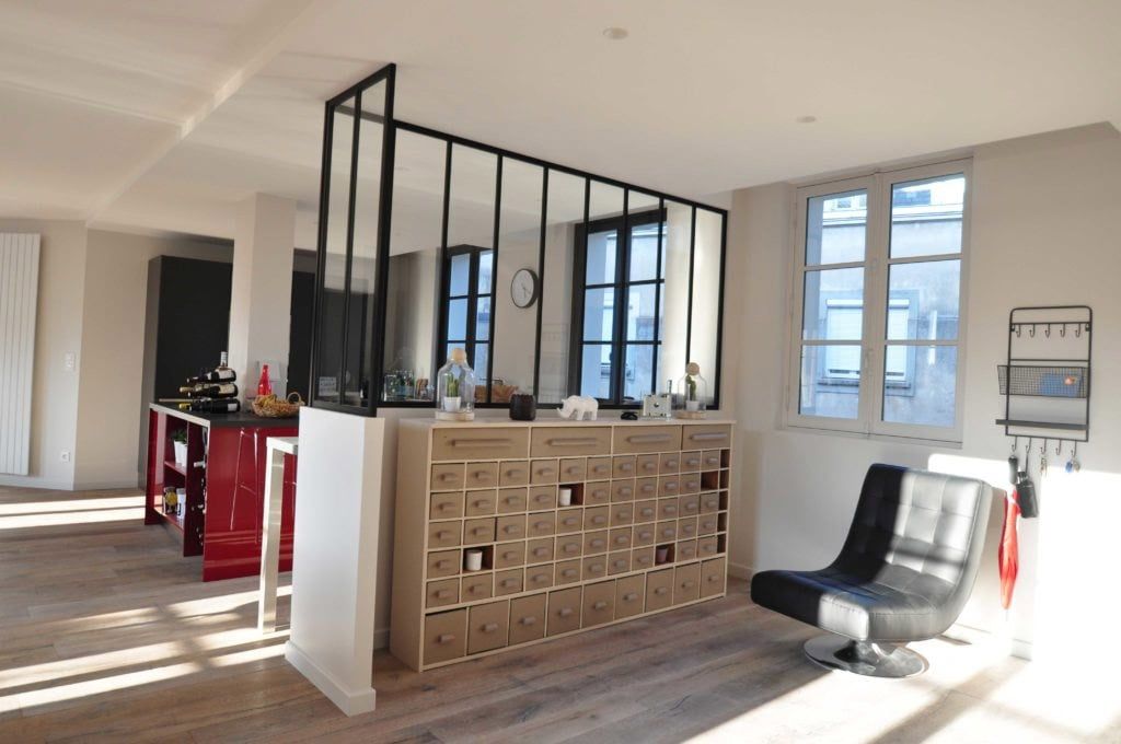 Verrière et cuisine américaine