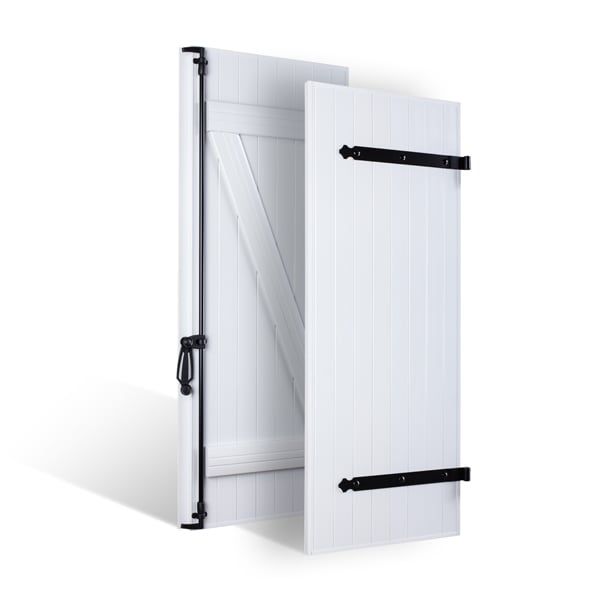 Volet PVC, lames verticales à barres et écharpes

