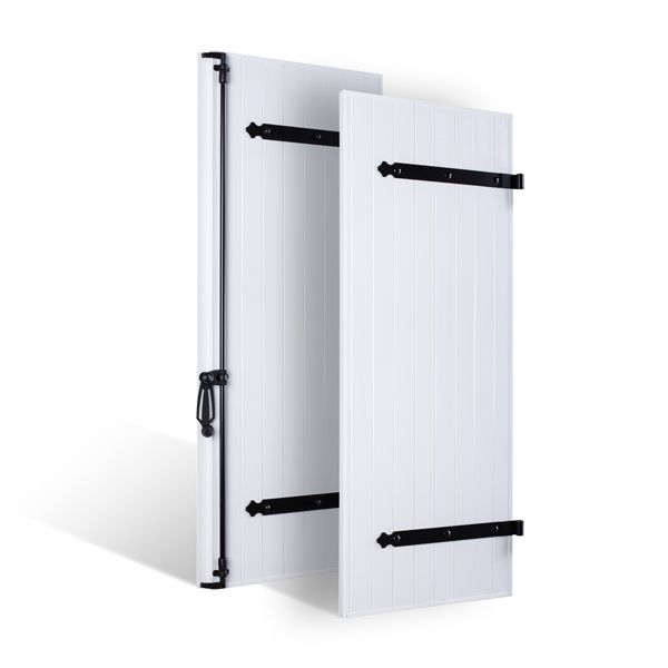 Volet PVC, lames verticales pentures contre-pentures

