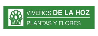 A green sign that says vivero de la hoz plantas y flores
