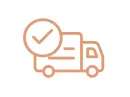 Un icono de un camión de reparto con una marca de verificación en él.