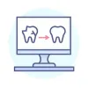 Un monitor de computadora con una imagen de dos dientes.