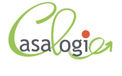 Logo de Casabio en vert et orange, avec un lettrage stylisé évoquant des feuilles