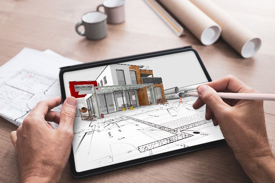 Tablette avec plan de construction