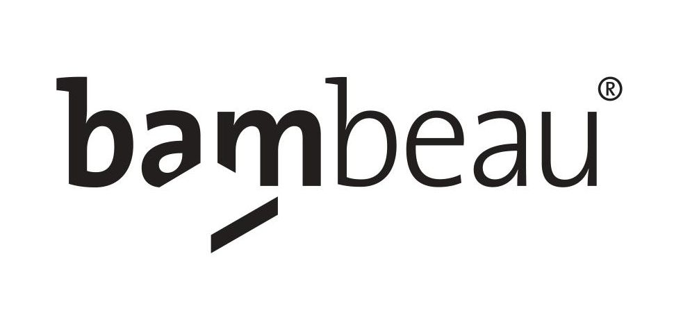 Ein schwarzweißes Logo für Bambus auf weißem Hintergrund.