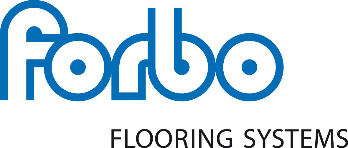 Das Logo von Forbo Flooring Systems ist blau und schwarz auf weißem Hintergrund.
