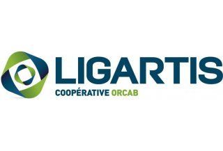Logo LIGARTIS avec icône géométrique bleue et verte et texte « COOPERATIVE ORCAB »
