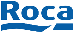 El logotipo azul de la marca Roca, que muestra la palabra