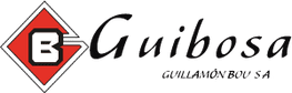 Logotipo de la empresa Guibosa que presenta un emblema de diamante rojo con una letra B estilizada, seguido del texto Guibosa y SA.