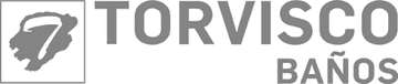Logotipo de Torvisco Baños que presenta un número 7 estilizado dentro de un cuadrado junto al nombre de la marca en texto gris.