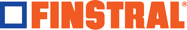 Logo FINSTRAL avec icône carrée bleue et nom de marque orange