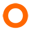 Un círculo naranja con un centro blanco sobre un fondo blanco.