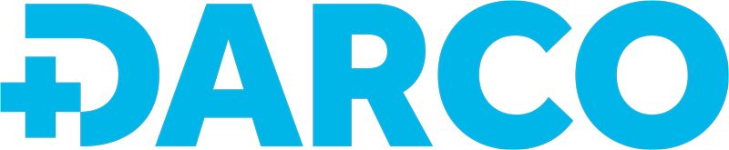 DARCO-Logo in Türkisblau mit einem Pluszeichen auf dem „D“.
