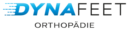 Das Logo von Dynafeet Orthopädie ist blau und schwarz
