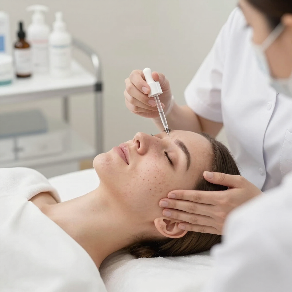 Tratamiento estético aplicado a un cliente recostado en una sala de spa