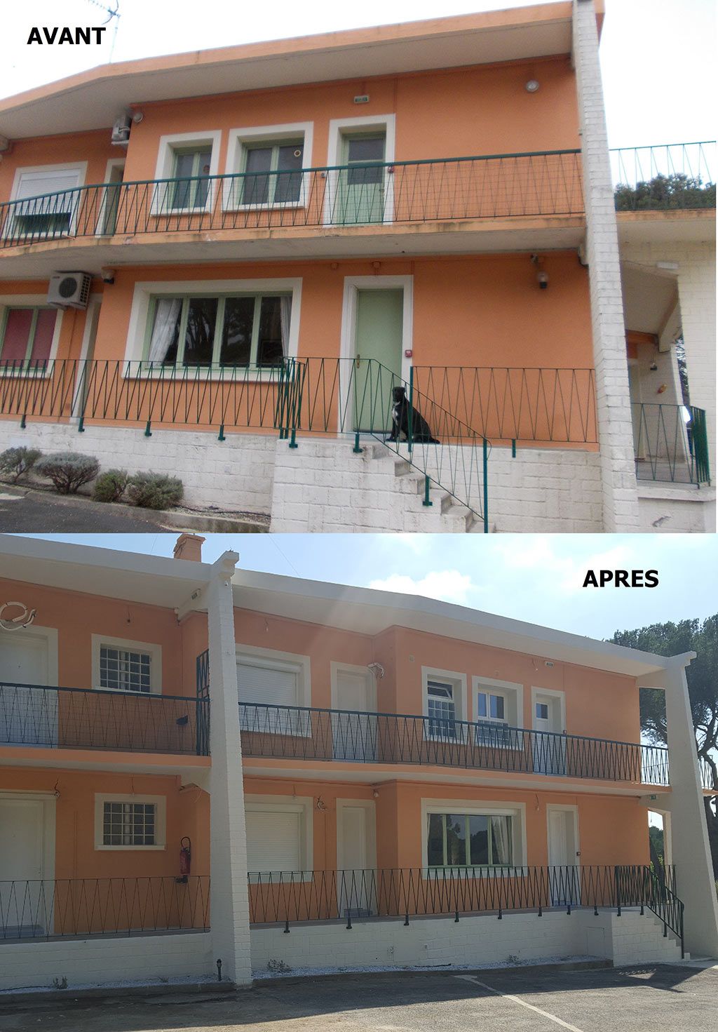 Avant-après d'une maison orange refaite à neuf