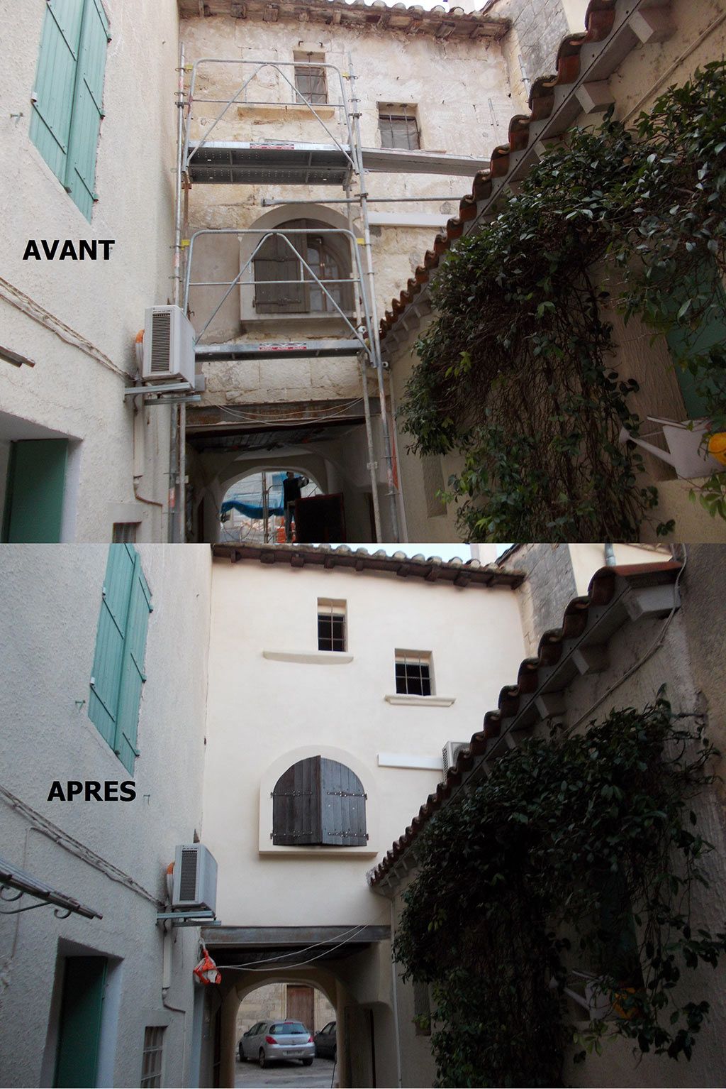 Avant-apprêts d'une maison au-dessus d'une rue