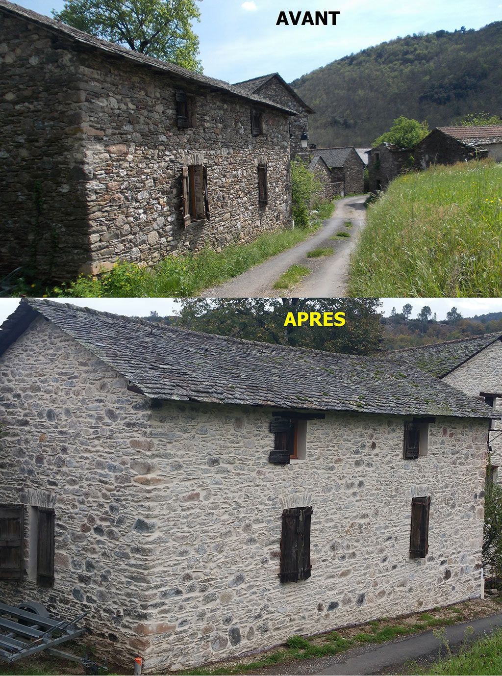 Avant-après d'une maison ancienne en pierre