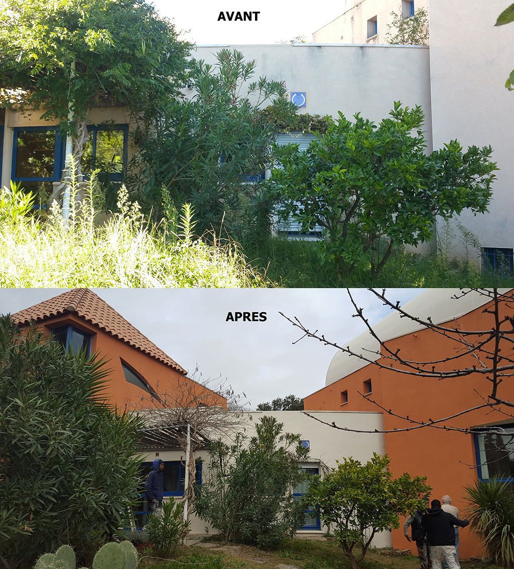 Avant-après d'une maison blanche devenue orange