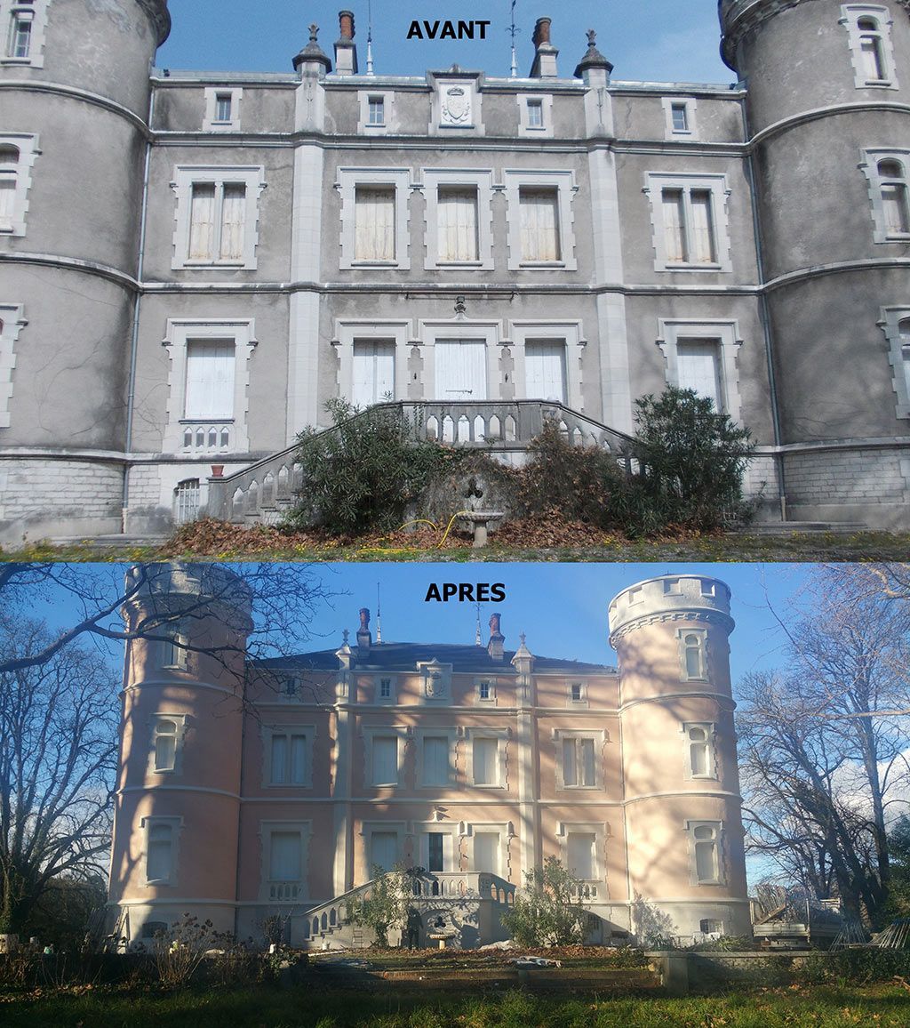 Avant-après d'un château refait à neuf